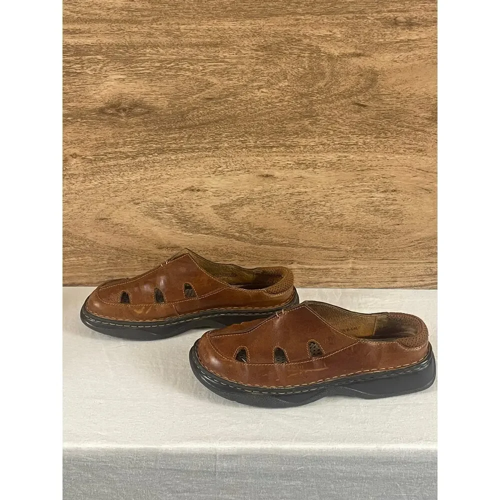 Born Brown Leather Closed Toe Clog Sandals Slip On Men's Size 10 / 42M